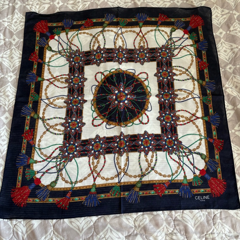 Celine Paris Vibrant Patterned Cotton Handkerchief / Neckerchief